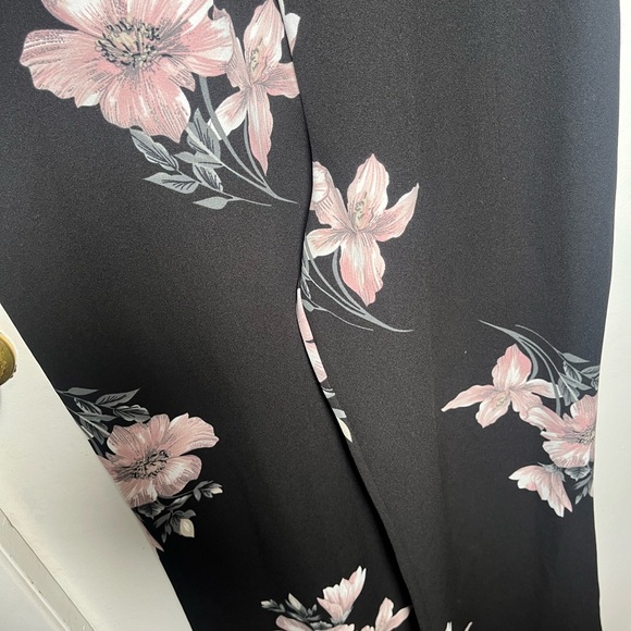 Eclipse Black with Pink Floral Wide Leg Jumpsuit Size XL - Picture 3 of 4